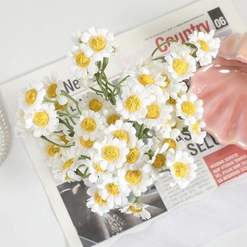 KALIONE 6Pcs Small White Daisy Flowers Artificial, 10 Inch Artificial Daisy Flowers, Vase Centerpiece Table Decorations, Fake Daisies, Wildflower Spring Flower for Wedding Party Decor in Saudi Arabia