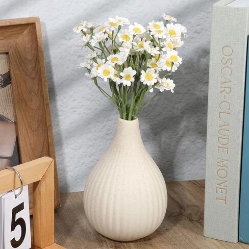 KALIONE 6Pcs Small White Daisy Flowers Artificial, 10 Inch Artificial Daisy Flowers, Vase Centerpiece Table Decorations, Fake Daisies, Wildflower Spring Flower for Wedding Party Decor in Saudi Arabia
