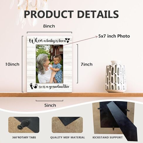 Beliran New Grandma Gifts First Time Picture Frame 5x7, Grandma Picture Frame for New Baby, Babies Frames, When A Baby is Born So is A Grandmother Wooden Pictures Photo Frames for Desk Home Room Decor in Saudi Arabia
