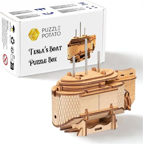 Tesla Box - صندوق ألغاز عن الدماغ الإلكترونية - صندوق الكنز الخشبي للبالغين - Money Puzzlebox للحصول على هدية نقدية - لعبة غرفة الهروب في صندوق in Kuwait