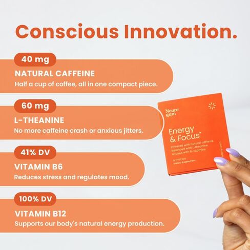 NeuroGum الطاقة والتركيز، القرفة، 12 عبوة، 9 قطع لكل منهما in Kuwait