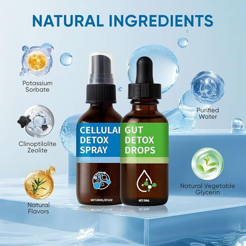 Aacnre Zeolite Detox Pack, Zeolite Drops for Detox & Cleanse, Clinoptilolite Drops & Spray for Heavy Metal Support, Gut Health for Adults in Saudi Arabia
