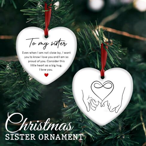 CHOANG Sister Gift Christmas Ceramic Ornament - Sisterhood Present - Appreciation Gifts Show Infinity Love for Soul Sisters - Xmas Tree Hanging Decoration in Saudi Arabia