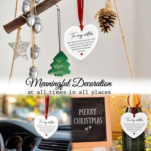CHOANG Sister Gift Christmas Ceramic Ornament - Sisterhood Present - Appreciation Gifts Show Infinity Love for Soul Sisters - Xmas Tree Hanging Decoration in Saudi Arabia