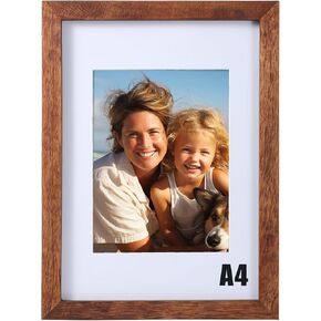 Ray & Chow Rustic Brown Picture Frame,Solid Wood and Glass Window,Tabletop or Wall Mounted (5x7 matted for 4x6) in Saudi Arabia