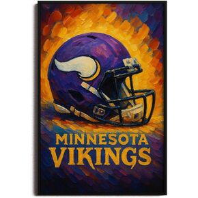 SPASAV (Unframed 11"x17") Vikings Helmet Canvas Print – Oil Painting Style Wall Art Poster for Minnesota Football Fans, Game Room or Man Cave Decor in Saudi Arabia