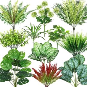 MEIVINES 20PCS Artificial Plants Outdoor UV Resistant Fake Greenery Stems Flowers Realistic Faux Shrubs Bushes Fern Artificial Plants for Garden Porch Planter Window Box Home Decor (Green) in Saudi Arabia