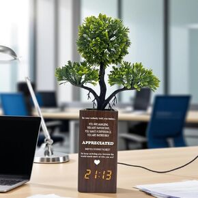 jewmaw Fake Plant Electronic Clock，Creative Digital Alarm Clock，Funny Office Desk Sign，Alarm Clock for Bedroom，Suitable as a Gift for Colleagues and Friends in Saudi Arabia