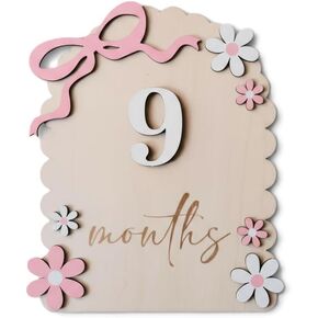 MEMOLEBIA Baby Girl Monthly Milestone Signs, 1-12 Monthly Baby Milestone Girl, Newborn Photography Props Double-Sided, Nursery Decor for Girls (M02) in Saudi Arabia