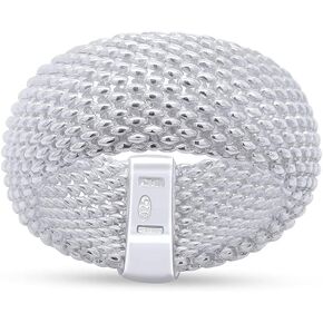 AFFY Domed Comfort Fit Mesh Link Band Ring In 14k White Gold Plated 925 Sterling Silver Jewelry Birthday Gift in Kuwait