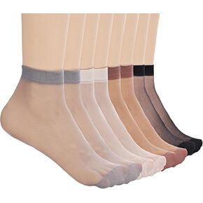 20 زوجًا من الجوارب الشفافة للنساء من Wanmu، جوارب نسائية شفافة من النايلون للكاحل مع مقبض عالي من النايلون للكاحل مضاد للانزلاق للنساء، جوارب طويلة شفافة غير قابلة للانزلاق، خلخال من الحرير غير المرئي in Kuwait