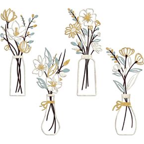 Zzbakress 4 Pieces Metal Flowers Wall Arts Modern Farmhouse Decor Rustic Flower Wall Decors for Bathroom Living Room Bedroom Dining Room Boho Chic Decor Housewarming Gifts New Home (Pink Pastel) in Kuwait