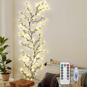 Enchanted Willow Vine Lights with Lily of The Valley Artificial Flowers,7.55FT 144 LED Tree Branch Lights for Wall,8 Modes Lily of The Valley Lamp,Remote Timer,Christmas Decor for Bedroom Home in Kuwait