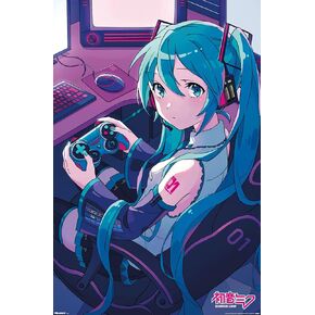 Hatsune Miku - ملصق حائط Game Night، مقاس 34 بوصة × 22.4 عرض، إصدار غير مؤطر in Kuwait