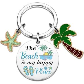 WIRNGF Beach Keychain هدايا السفر للنساء والرجال عطلة الشاطئ المحيط تحت عنوان هدايا عيد ميلاد لمحبي الشواطئ إكسسوارات نجم البحر - الشاطئ هو مكاني السعيد in Saudi Arabia