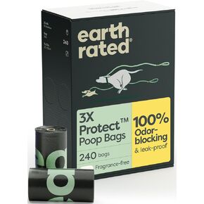 Earth Rated Odor-Blocking Dog Poop Bags with 3X Protect, Guaranteed to Block Smells & Leak-Proof Performance, Conceals Smell & Mess, Unscented, 108 Count in Kuwait