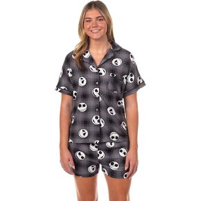 MJC The Nightmare Before Christmas Pajamas Women's Jack Plaid Notch Collar Sleep Set in Saudi Arabia