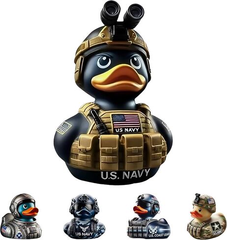 YOUNEEDFUL 2025 زخرفة يدوية من الراتنج على شكل بطة جندي صغير، بطة تحية للمحاربين القدامى، زينة مكتبية فريدة من نوعها مرسومة يدويًا على شكل بطة عسكرية هدايا يوم المحاربين القدامى (البحرية-A) in Kuwait