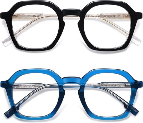 AMOMOMA 2 Pack Retro Square Reading Glasses for Women Men,Vintage Blue Light Computer Reader Frame AM6193 in Saudi Arabia