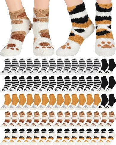 Hicarer 20 Pairs Valentine's Day Bulk Fuzzy Slipper Socks for Women Warm Cozy Plush Fluffy Soft Sleeping Stocking Home Gift in Saudi Arabia