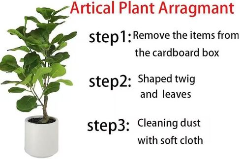 Verdeora 25" Fiddle Leaf Fig Artificial Fake Plants, Floor Plant with Realistic Plastic Leaves & Cement Pot, Lifelike Home Decor for Living Room, Low Maintenance Housewarming Gift for Plant Lovers in Saudi Arabia