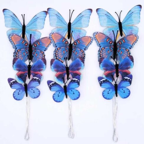 12 PCS Artificial Fabric Butterflies, 2 Sizes Reusable Butterly Crafts Decor, DIY 3D Butterfly Decorations for Fake Flowers Floral Nursery Wedding Tea Party Birthday Easter Spring. (Purple01 Medium) in Saudi Arabia