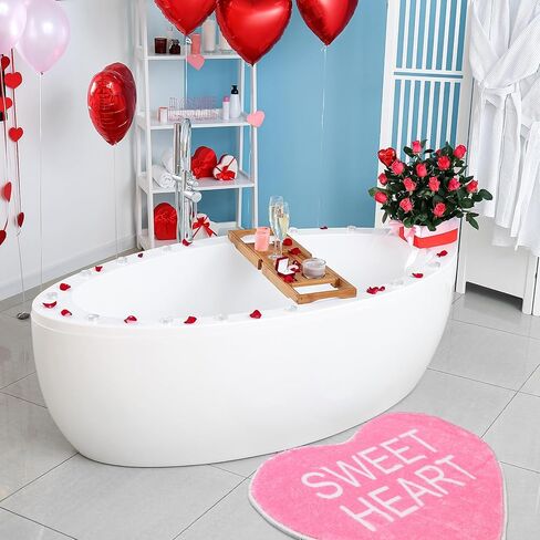 Maasechs 6 Pcs Valentine's Day Heart Rug Valentines Day Bathroom Decor Non Slip Heart Shaped Bath Rugs Red Pink White Mat Doormat for Bathroom Kitchen Living Room Home in Saudi Arabia