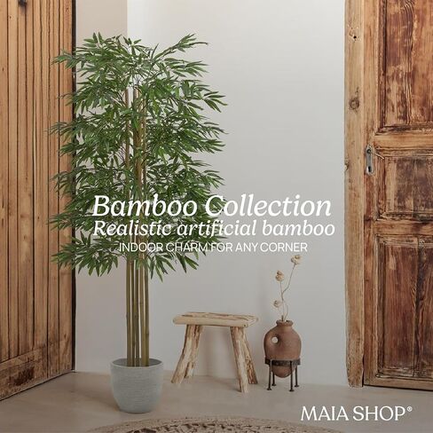 Maia Shop نبات شجرة الخيزران الاصطناعي مقاس 71 بوصة للمنزل أو الشقة أو المكتب - نباتات داخلية وهمية واقعية لغرفة المعيشة أو غرفة النوم أو الحمام أو المدخل أو الفناء - نباتات خضراء صناعية لديكور المنزل in Saudi Arabia
