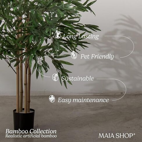 Maia Shop نبات شجرة الخيزران الاصطناعي مقاس 71 بوصة للمنزل أو الشقة أو المكتب - نباتات داخلية وهمية واقعية لغرفة المعيشة أو غرفة النوم أو الحمام أو المدخل أو الفناء - نباتات خضراء صناعية لديكور المنزل in Saudi Arabia