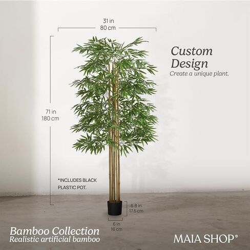 Maia Shop نبات شجرة الخيزران الاصطناعي مقاس 71 بوصة للمنزل أو الشقة أو المكتب - نباتات داخلية وهمية واقعية لغرفة المعيشة أو غرفة النوم أو الحمام أو المدخل أو الفناء - نباتات خضراء صناعية لديكور المنزل in Saudi Arabia