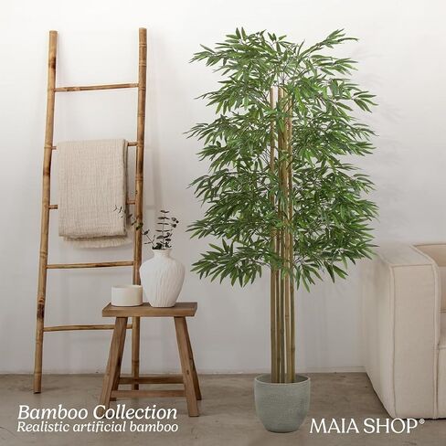 Maia Shop نبات شجرة الخيزران الاصطناعي مقاس 71 بوصة للمنزل أو الشقة أو المكتب - نباتات داخلية وهمية واقعية لغرفة المعيشة أو غرفة النوم أو الحمام أو المدخل أو الفناء - نباتات خضراء صناعية لديكور المنزل in Saudi Arabia