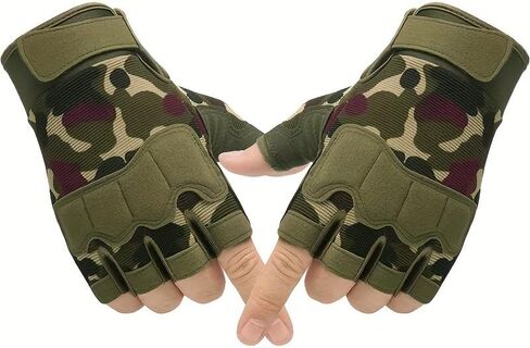 Sporty Camo Half-Finger Gloves for Men & Women - Thickened, Convertible to Five-Finger Glove with Grip Control for Fitness & Cycling, Outdoor Sports in Saudi Arabia
