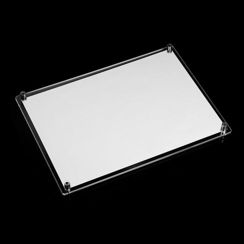 QWORK 8.5x12 Clear Acrylic Floating Frameless Picture Frame - Double Panel, Wall Mount, UV Protection, for Degrees, Certificates, Photos (Full Frame 9.4x13.4 inch) in Saudi Arabia