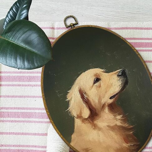 Mcehtle Vintage Golden Retriever Wall Art Decor, Moody Rustic Dog Lover Gift Framed Canvas Prints 8.6x11.4, Countryside Cottagecore Decor for Farmhouse Cabin Gallery Wall Hanging Artwork Decorations in Saudi Arabia