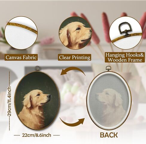 Mcehtle Vintage Golden Retriever Wall Art Decor, Moody Rustic Dog Lover Gift Framed Canvas Prints 8.6x11.4, Countryside Cottagecore Decor for Farmhouse Cabin Gallery Wall Hanging Artwork Decorations in Saudi Arabia