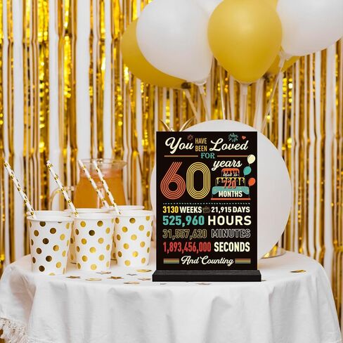 Yoyuspy 60th Birthday Decorations for Women Men, Double-Sided Printing Vintage Back in 1966 Acrylic Poster Sign with Stand Gifts, Cheer to 60 Years Party Over the Hill Table Decor Supplies in Saudi Arabia