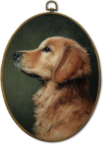 Mcehtle Vintage Golden Retriever Wall Art Decor, Moody Rustic Dog Lover Gift Framed Canvas Prints 8.6x11.4, Countryside Cottagecore Decor for Farmhouse Cabin Gallery Wall Hanging Artwork Decorations in Saudi Arabia