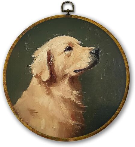 Mcehtle Vintage Golden Retriever Wall Art Decor, Moody Rustic Dog Lover Gift Framed Canvas Prints 8.6x11.4, Countryside Cottagecore Decor for Farmhouse Cabin Gallery Wall Hanging Artwork Decorations in Saudi Arabia