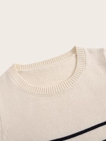 winkbay Women's Striped Crew Neck Sweater Dressy Casual Long Sleeve Fitted Ribbed Knit Pullover Tops in Saudi Arabia