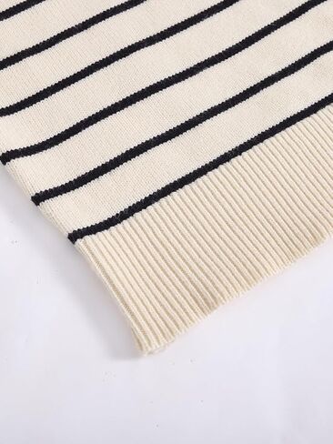 winkbay Women's Striped Crew Neck Sweater Dressy Casual Long Sleeve Fitted Ribbed Knit Pullover Tops in Saudi Arabia