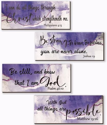 ZONWUTHY 4 Pcs Burnt Orange Bathroom Decor Christian Wall Art Abstract Bible Verse Wall Decor Rustic Inspirational Wood Bathroom Accessories For Bedroom Kitchen Office(10 x 4 Inches, Orange) in Saudi Arabia