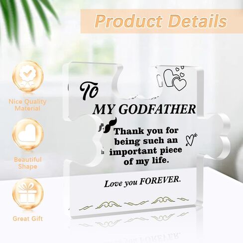 Godfather Gift God Father Gifts for Men Acrylic Puzzle, Godfather Gift from Godchild for Godpops Birthday Anniversary Christmas Valentines, 'Thank You' Desktop Decorations Home Decorations Ornaments in Saudi Arabia