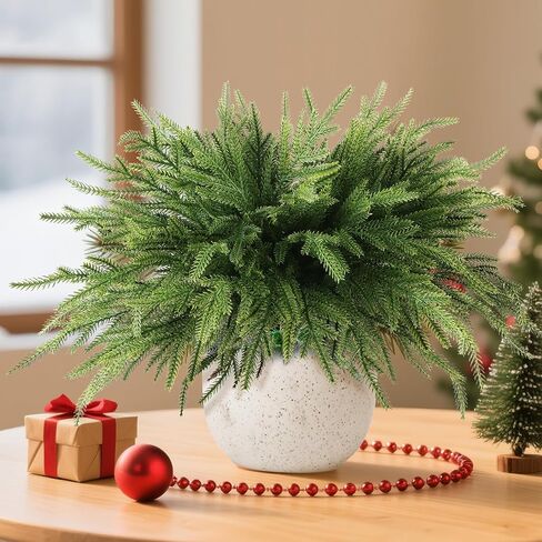 YUNZEYOYT Norfolk Pine Stems, 16 Pcs Real Touch Pine Branches with Lights Christmas Decorations Artificial Greenery Stems for Christmas Table Decor Mantel DIY Garland Home Decorations in Saudi Arabia