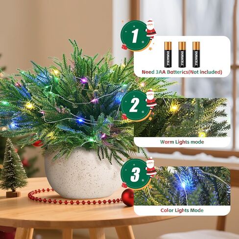 YUNZEYOYT Norfolk Pine Stems, 16 Pcs Real Touch Pine Branches with Lights Christmas Decorations Artificial Greenery Stems for Christmas Table Decor Mantel DIY Garland Home Decorations in Saudi Arabia