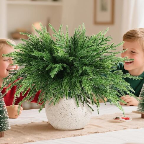 YUNZEYOYT Norfolk Pine Stems, 16 Pcs Real Touch Pine Branches with Lights Christmas Decorations Artificial Greenery Stems for Christmas Table Decor Mantel DIY Garland Home Decorations in Saudi Arabia