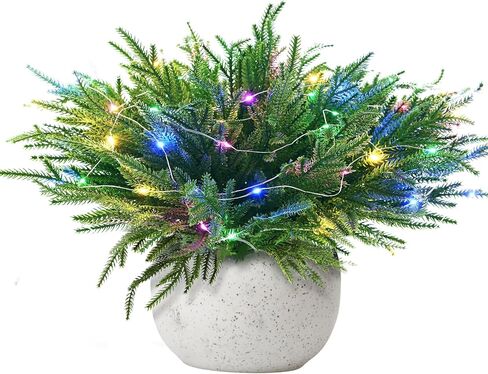 YUNZEYOYT Norfolk Pine Stems, 16 Pcs Real Touch Pine Branches with Lights Christmas Decorations Artificial Greenery Stems for Christmas Table Decor Mantel DIY Garland Home Decorations in Saudi Arabia