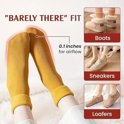 4-Pair Soft Velvet Slim Thermal Socks for Women and Men Vertical Stripe Fleece-Lined Mid-Calf Warm Floor Socks in Saudi Arabia
