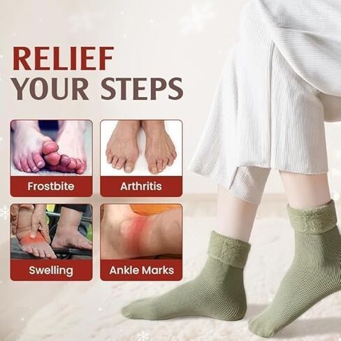 4-Pair Soft Velvet Slim Thermal Socks for Women and Men Vertical Stripe Fleece-Lined Mid-Calf Warm Floor Socks in Saudi Arabia