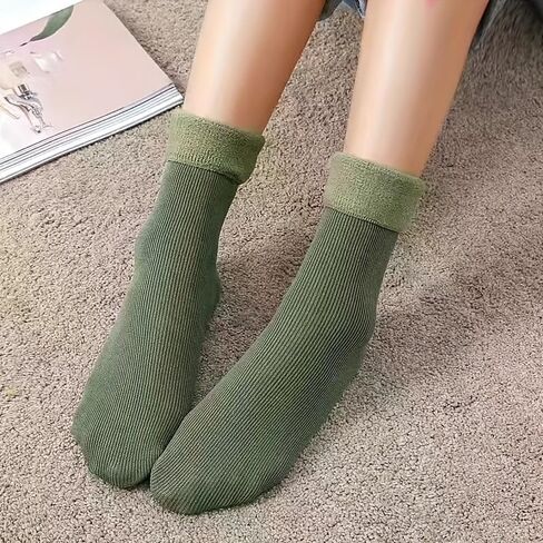 4-Pair Soft Velvet Slim Thermal Socks for Women and Men Vertical Stripe Fleece-Lined Mid-Calf Warm Floor Socks in Saudi Arabia