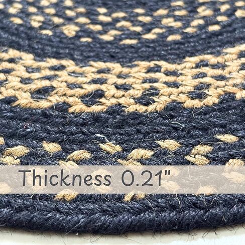 Charleston Jute Braided Rugs 2x3' Rectangular - Country Primitive Black and Brown Rug for Kitchens, Entryways, and Bathrooms in Saudi Arabia